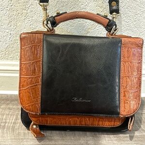 Vintage Bellrose brown and black satchel purse with handle
